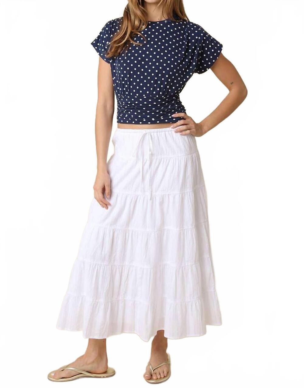 NEW OLIVACEOUS the haven tiered maxi skirt in white